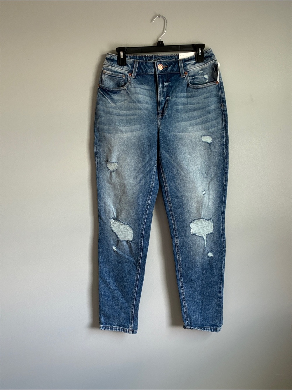 Maurices Distressed Light Blue Boyfriend High Rise Jeans